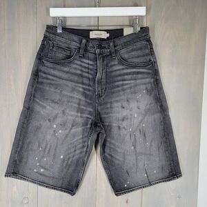 HUDSON 90s Baggy Short Grey Distressed Paint Splatter Denim Mens Sz‎ 30